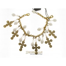 D&G bracciale Romantic acciaio dorato croci e sfere DJ0250 new
